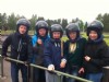 Simon, Albin, Hanna, Sara och Elsar poserar innan gokart race.