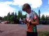 Johannes r fokuserad vid sprinten. 